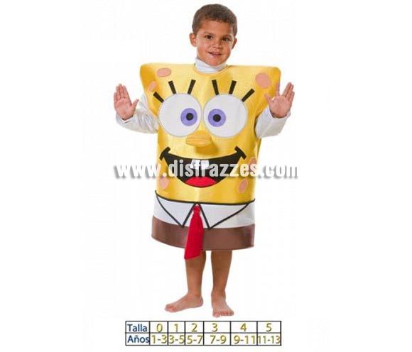 Disfraz Dibujo amarillo para niños. Disponible en varias tallas. Incluye disfraz de goma espuma con mangas de tela.