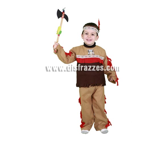 Disfraz de Indio para niños de 3 a 4 años. Incluye pantalón, camisa y tocado. Hacha NO incluida, podrás verla en la sección de Complementos - Armas.