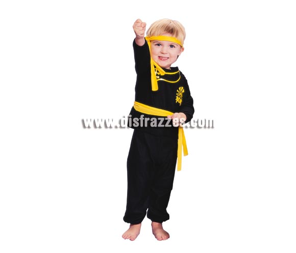 Disfraz barato de Ninja para niños de 1 a 2 años. Incluye traje completo, cinturón y cinta para la cabeza.