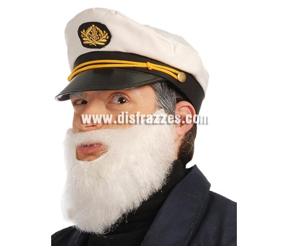 Barba blanca. Ideal para disfraz de Viejo Capitán de barco y Papá Pitufo.