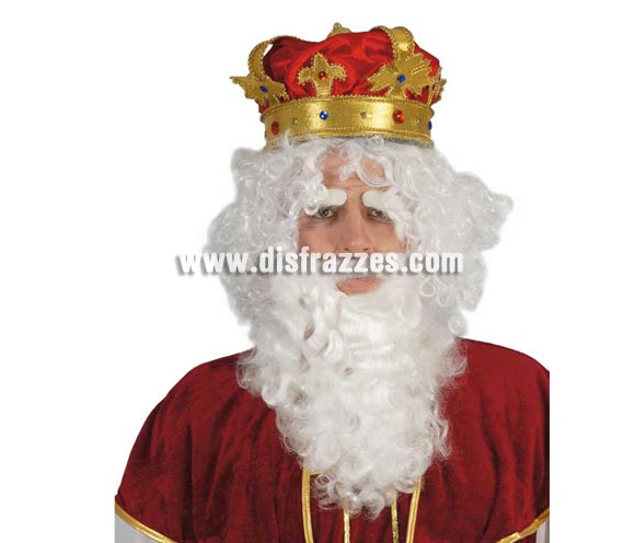 Barba grande blanca de Rey Mago Melchor o Papa Noel. También sirve como Barba de Brujo para Halloween. El precio sólo incluye la barba.