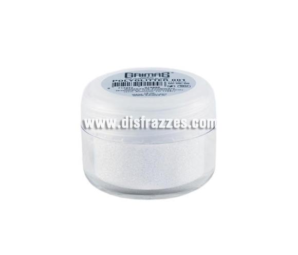 Purpurina suelta (Polyglitter), de 15 ml, de color blanco.
Es un brillo sencillo que se puede aplicar directamente en la piel o por encima del maquillaje, usando los dedos, una esponja para maquillaje o una brocha ligeramente húmeda.
Para una mejor fijación del producto, aplique una capa delgada de Stoppelpasta o Water-soluble Mastix. 