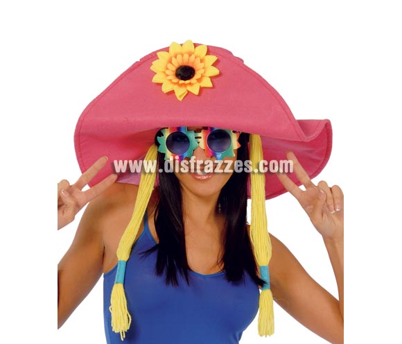 Sombrero Hippie con trenzas. Un sombrero muy cachondo ideal para Despedidas de Soltera.