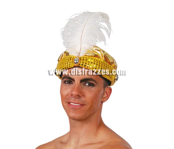 Sombrero de Marajá o Árabe dorado. También es perfecto como Turbante de paje Real de los Reyes Magos en Navidad.