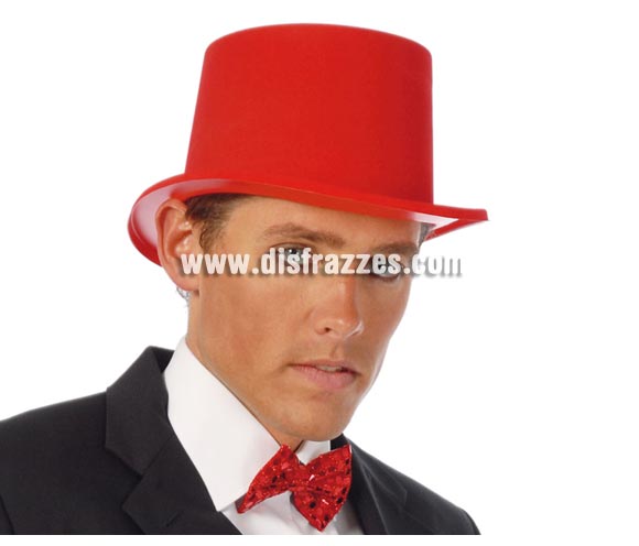 Chistera de plástico flocado roja.