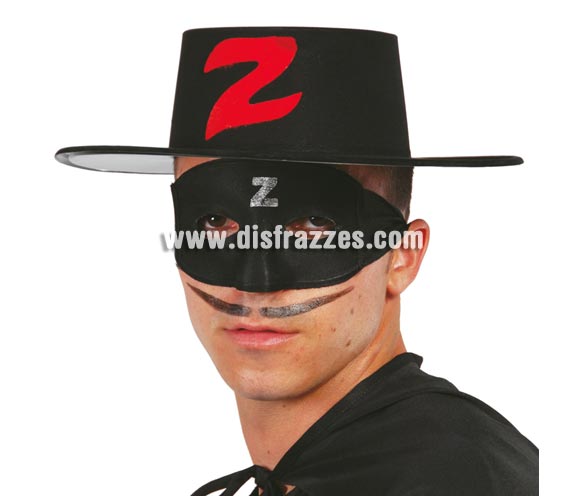 Sombrero de plástico flocado bandido adulto. Perfecto como complemento si te vas a disfrazar de El Zorro.