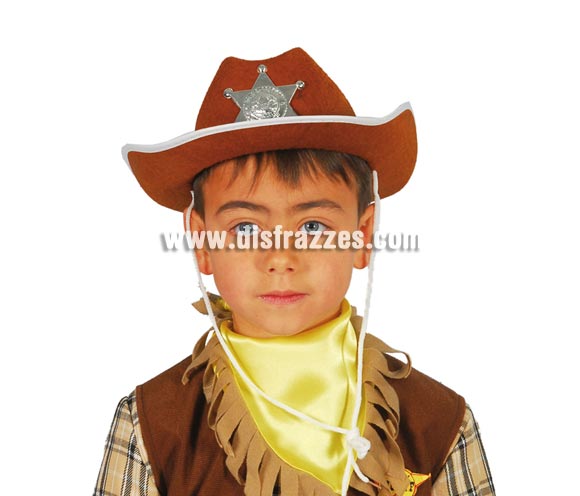 Sombrero de fieltro Sheriff infantil marrón.