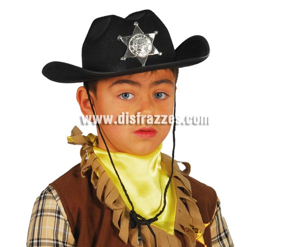 Sombrero de fieltro Sheriff infantil negro.