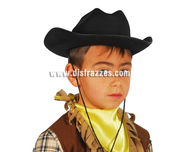 Sombrero de fieltro Vaquero infantil negro.