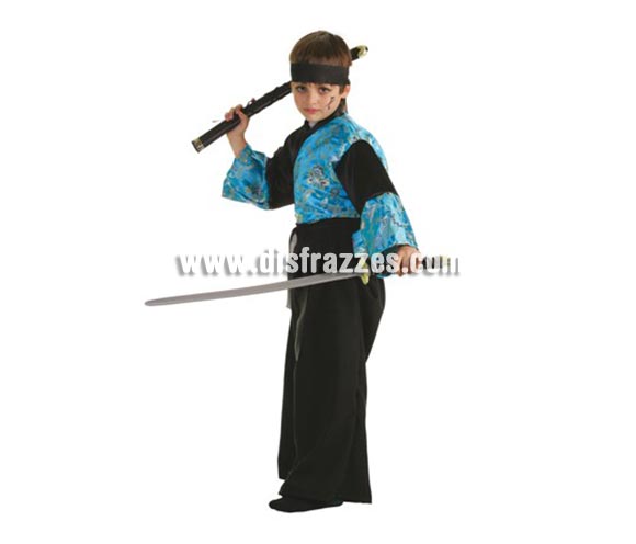 Disfraz de Samurai Ikito para niños de 7 a 9 años. Contiene: Kimono, pantalones, cinta pelo y espada samurai.