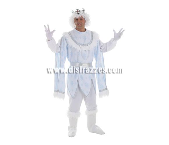 Disfraz de Príncipe de las Nieves para hombre. Talla Universal. Contenido: Pantalones, camisa, botas y cinturón (sin guantes, peluca ni corona). La pareja de éste disfraz es la ref. 4265LLO.