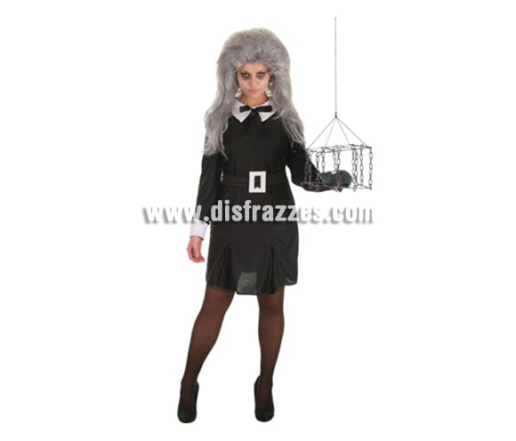 Disfraz de Escolástica para mujer. Talla Universal. Contiene: Vestido, cinturon y jaula con ratón. Peluca NO incluida, podrás verla en la sección de Complementos con la ref. 5147LLO.