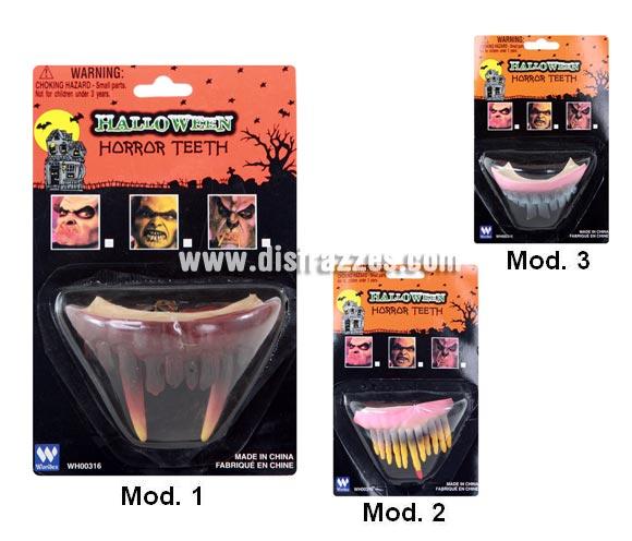 Dientes de Monstruo para Halloween. Tres modelos surtidos. Precio por unidad, se venden por separado.
