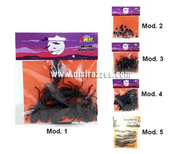 Bolsa de mini insectos para Halloween. Modelos surtidos. Precio por bolsa, se venden por separado.