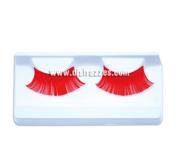Pestañas Rojas con pegamento. Perfectas para disfrazarse de Diablesa en Halloween.