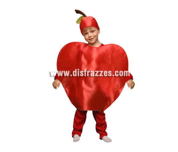 Disfraz de Manzana para niños de 1 a 2 años. Incluye disfraz de goma espuma con forma de manzana y gorro.