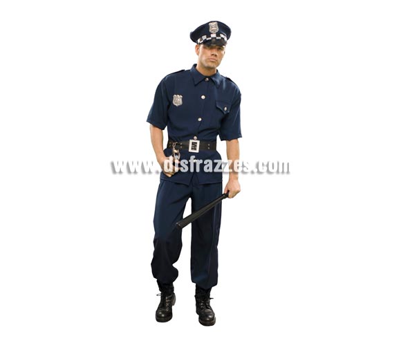 Disfraz de Policía Municipal para hombre. Talla standar M-L = 52/54. Incluye chaqueta, camisa, gorra, corbata, cinturón y pantalón.