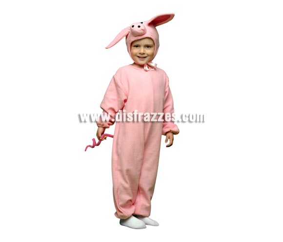Bonito y original disfraz de Cerdito o Piglet para niños de 3 a 4 años. Incluye mono y gorro.