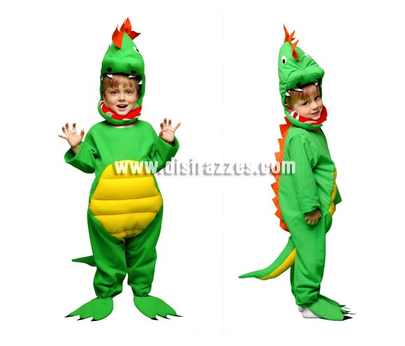 Disfraz de Lagarto para niños de 5 a 6 años. También disfraz de Dinosaurio niños. Incluye mono y gorro.