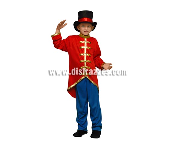 Disfraz de Presentador de Circo para niños de 5 a 6 años. Incluye chaqueta, pantalón y sombrero. También valdría como disfraz de Domador de Circo para niños.