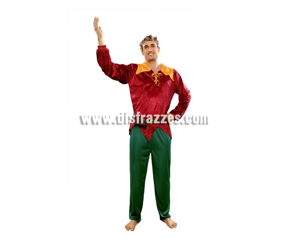 Disfraz Duende del Bosque para hombre. Talla standar M-L = 52/54. Incluye chaqueta, pantalón, cinturón con bolso y tocado.