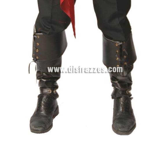 Par de polainas o cubrebotas negras lujo de 57 cm. Perfectas para disfraz de Pirata o de Mosquetero. Simil de piel.