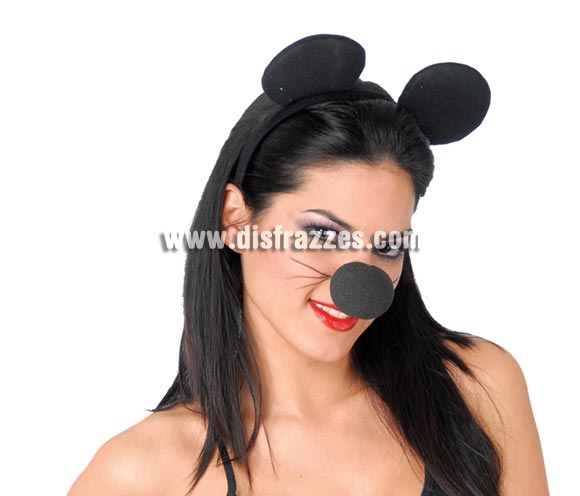 Diadema Ratón de tela. Ideal para disfrazarse de Mickey o Minnie.
