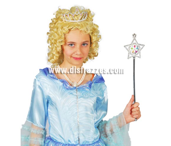 Varita Hada plata con luz 43 cm.