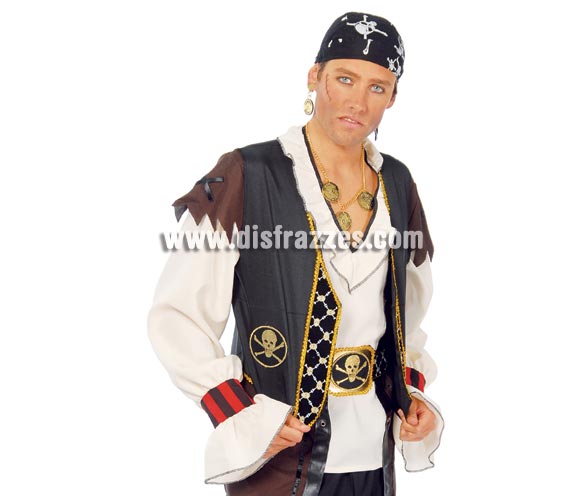 Chaleco y cinturón de Pirata adulto. Incluye sólo el chaleco y el cintuirón.