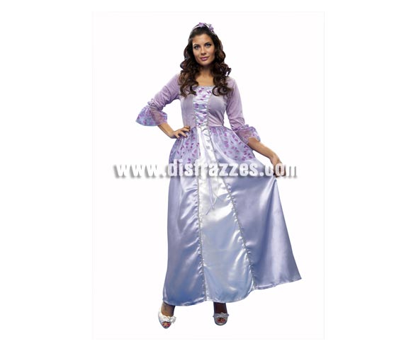 Disfraz de Princesa púrpura para mujer. Talla standar M-L = 38/42. Incluye vestido y tocado de la cabeza.