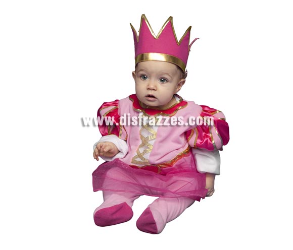 Disfraz muy barato de Princesa Rosa para bebés de 6 a 12 meses. Incluye mono y tocado.