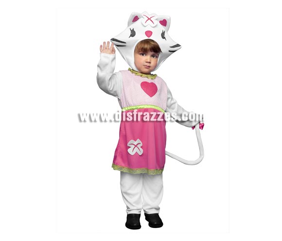 Disfraz de Sweety Catty para niñas de 1 a 2 años. Incluye camisa, pantalón y gorro. Disfraz de dulce Gatita para niñas que irán encantadas con éste traje y se imaginarán que son Hello Kitty.