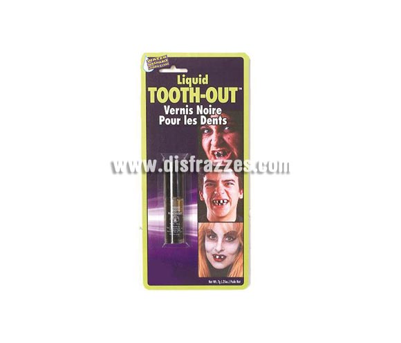 Laca de dientes Tooth out de color negro.