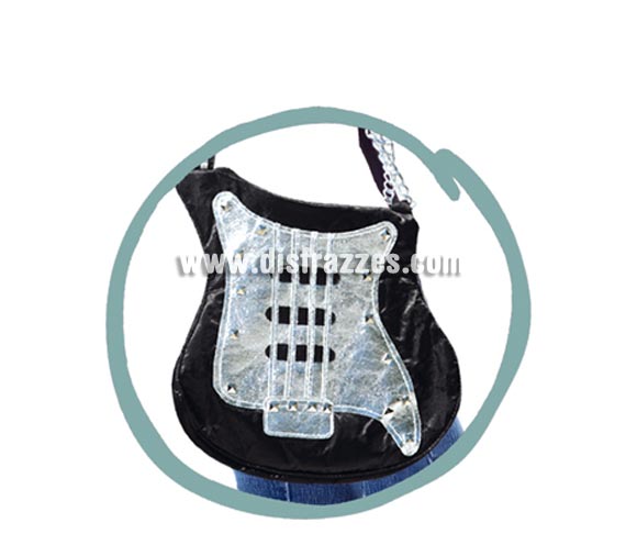 Bolso con forma de Guitarra muy original. Ideal como complemento de tu disfraz de Punk, Rock, o incluso Hippie.