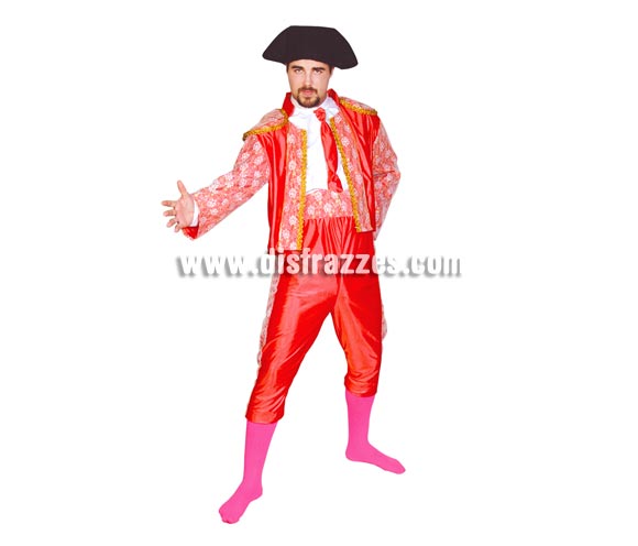 Disfraz barato de Torero para hombre. Talla única 52/54. Incluye chaqueta, pantalón, fajín, corbata y montera de tela. Un disfraz ideal para Despedidas de Soltero.