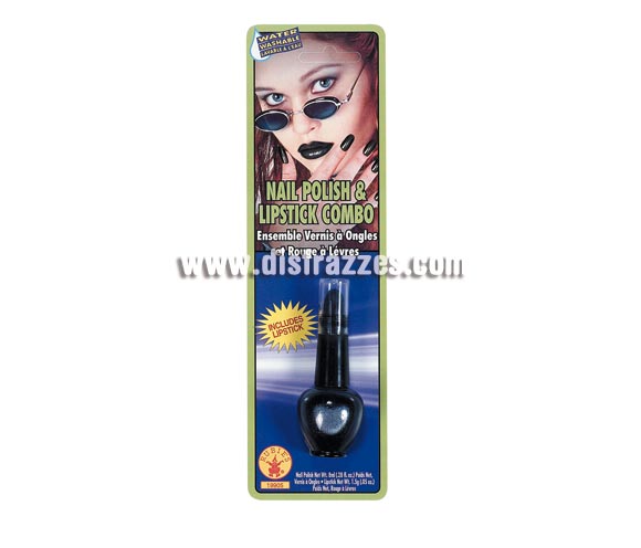 Pintalabios y pintauñas combo negro 2 en 1. Perfecto para Halloween.
