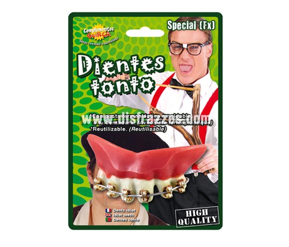 Dientes o dentadura de Hierro aparato de Ortodoncia. Dentadura con Brackets.