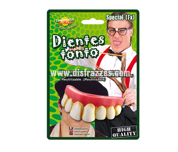 Dientes o dentadura de tonto. ¿Te acuerdas de Jerry Lewis? Qué buen actor y qué cachondo, podríamos usar ésta dentadura para disfrazarnos de él e imitarlo en la película EL PROFESOR CHIFLADO.