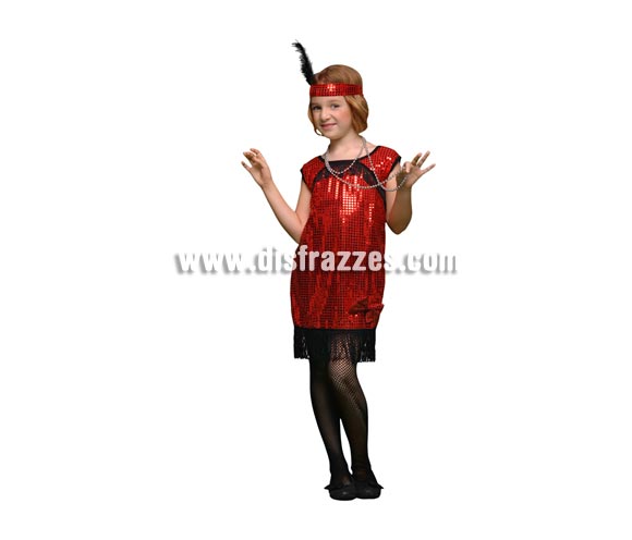 Disfraz de Charlestón rojo niña para Carnavales. Talla de 4 a 6 años. Incluye cinta de la cabeza y vestido. Éste disfraz de Carnaval es ideal para divertirse en las Fiestas de Carnavales tan divertidas y estrambóticas como siempre y que cada vez se celebran en más Pueblos, Villas  y Ciudades, tanto en la calle como en Pubs, Discotecas, Casas particulares, Restaurantes o Colegios y disfrazándote con un traje de Carnaval ayudarás a crear ese ambiente Carnavalesco, tan divertido, multicolor y variopinto que a todos nos fascina y nos divierte.
¡¡Compra tu disfraz para Carnaval en nuestra tienda de disfraces, será divertido!!
