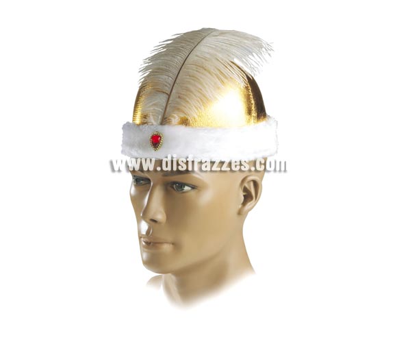 Turbante dorado corazón rojo adulto. Ideal para Pajes, o Árabes e Hindús.