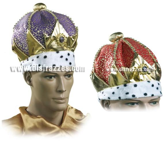 Turbante de Rey lujo adulto. Disponible en 2 colores surtidos, precio por unidad, se venden por separado.