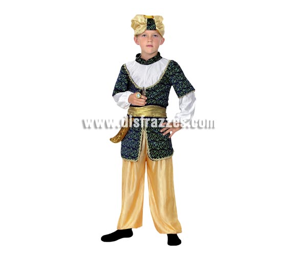 Disfraz de Paje Real o Sultán infantil para Carnaval o para Navidad barato. Talla de 5 a 6 años. Incluye pantalón, casaca, cinturón y turbante. Disfraz de Paje para niño en Navidad y Reyes Magos. Éste disfraz de Navidad es ideal para la época Navideña en la que los niños hacen teatros de Belenes e interpretan canciones tradicionales en los Colegios y se comienzan a preparar las Fiestas en las que Reina la Paz y la Unidad. Disfrazándote con un disfraz para Navidad, o disfrazando a tus hijos con disfraces de Navidad, ayudas a crear ese ambiente mágico en el que los peques se sienten protagonistas y sienten el auténtico Espíritu Navideño que entre todos debemos crear.
¡¡Compra tu disfraz para Navidad en nuestra tienda de disfraces, será divertido!!
