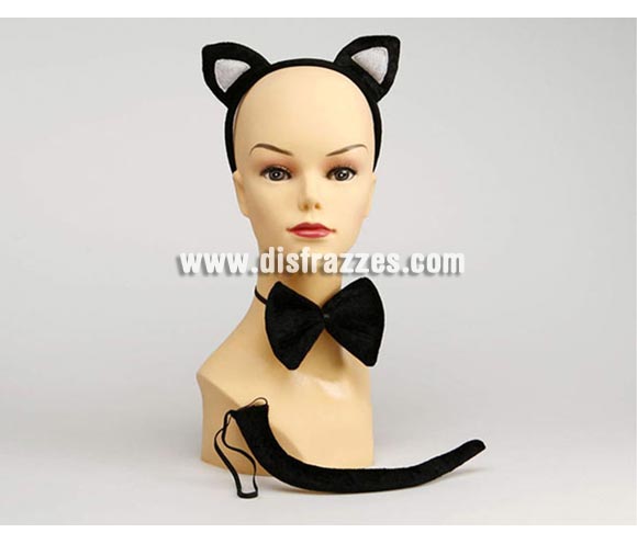 Complemento Gatita (3 piezas). Incluye diadema con orejas, cola y lazo. Ideal como complemento para una Despedida de Soltera.