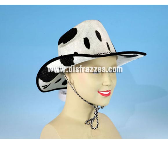 Sombrero Cowboy blanco y negro. Gorro de Pistolero o Vaquero vaca. Perfecto para Despedidas de Solteros.