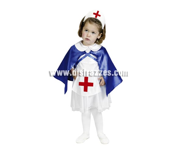 Disfraz de Enfermera infantil barato para Carnavales. Talla de 1 a 2 años. Incluye cofia, vestido, delantal y capa. Éste disfraz de Carnaval es ideal para divertirse en las Fiestas de Carnavales tan divertidas y estrambóticas como siempre y que cada vez se celebran en más Pueblos, Villas  y Ciudades, tanto en la calle como en Pubs, Discotecas, Casas particulares, Restaurantes o Colegios y disfrazándote con un traje de Carnaval ayudarás a crear ese ambiente Carnavalesco, tan divertido, multicolor y variopinto que a todos nos fascina y nos divierte.
¡¡Compra tu disfraz para Carnaval en nuestra tienda de disfraces, será divertido!!
