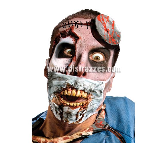 Máscarilla de Doctor con dientes Zombies Halloween. Incluye la máscarilla de doctor con los dienes, el resto de la cara de la imagen está maquillada profesionalmente.