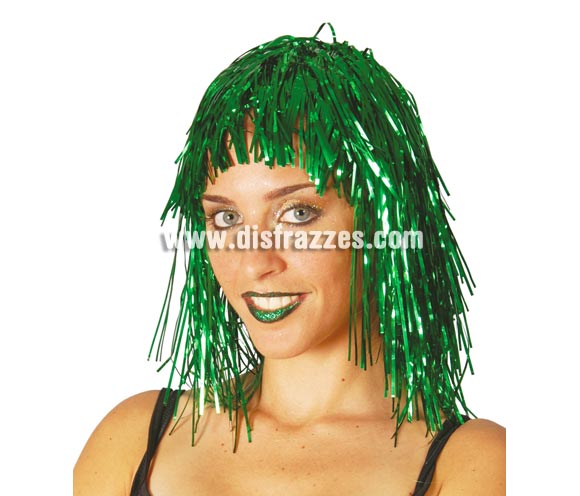 Peluca verde brillante de lumalina. Ideal para Nochevieja.