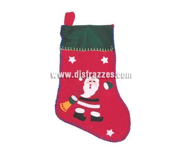 Bota Papa Noel decorada de 40 cm.