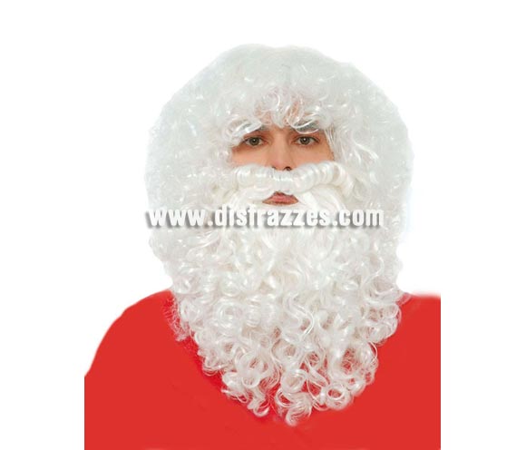 Peluca y barba de Papa Noel o Rey Melchor. También sirve como Barba de Brujo para Halloween.