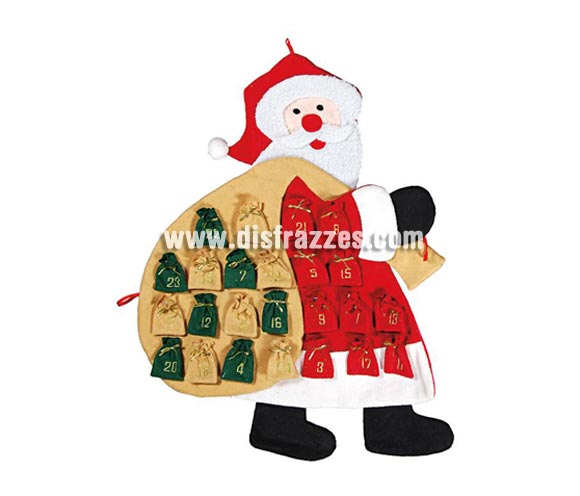 Calendario Adviento de papa Noel de 78 cm.